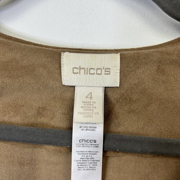 Chicos Cape Jacket Womens Size 4 US 20 XXL Tan Faux Suede - Picture 4 of 11